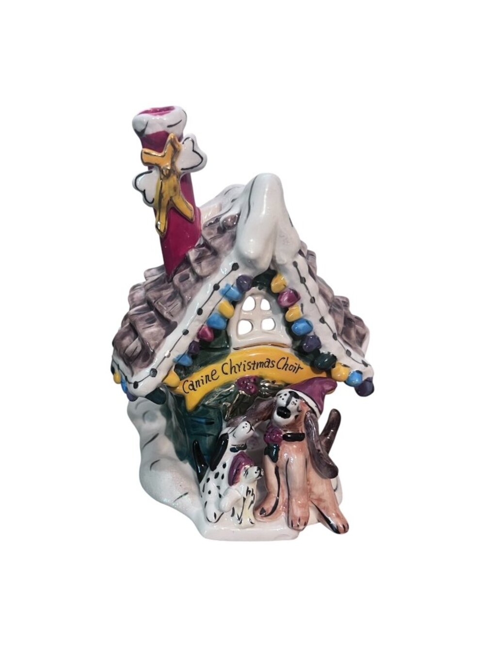 Blue Sky Heather Goldminc Canine Christmas Choir Dog House Candle Holder